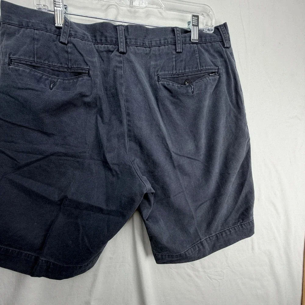 Polo Ralph Lauren Mens Navy Blue Chino Shorts Size 36 Flat Front Cotton Twill